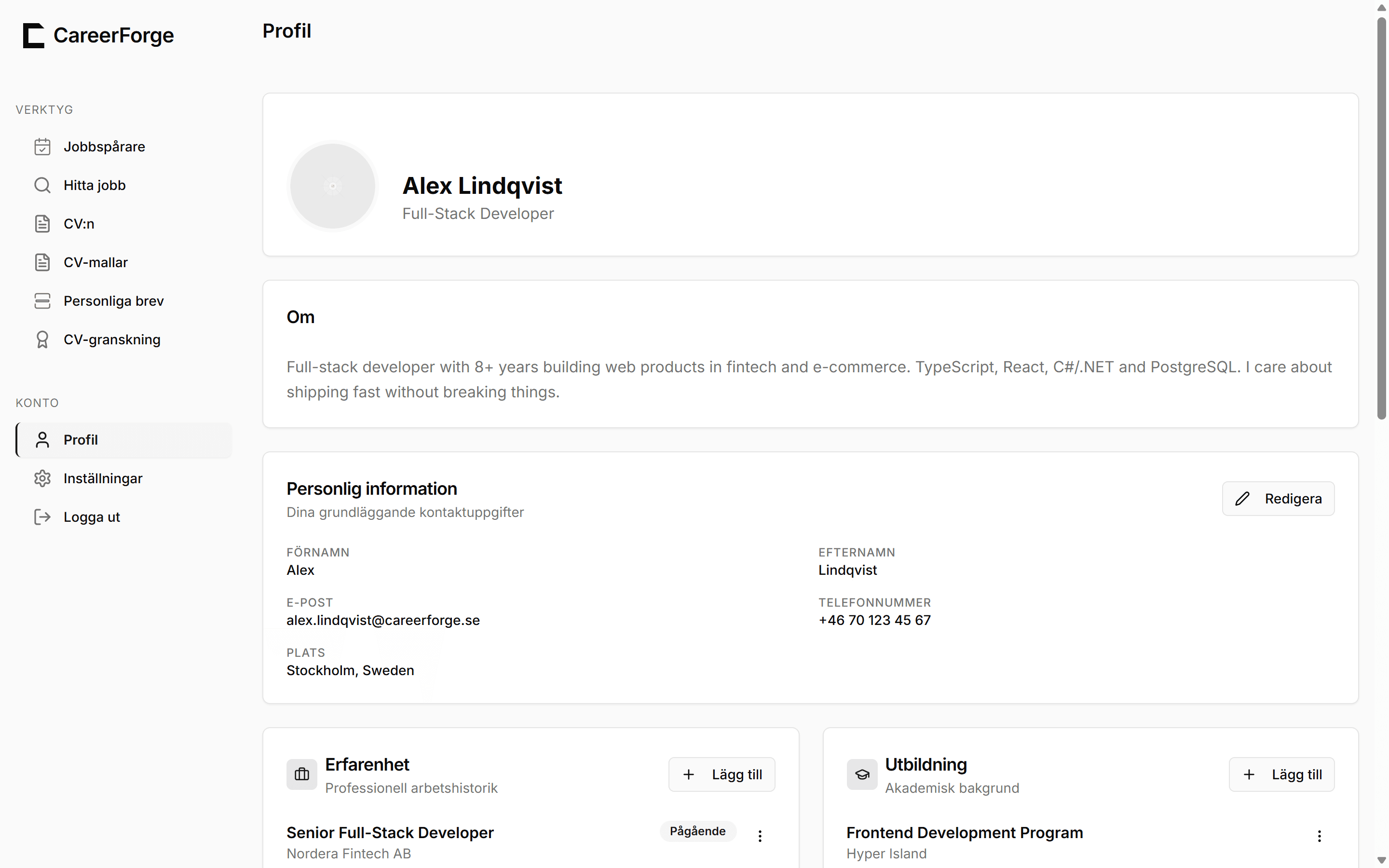 Din karriärprofil